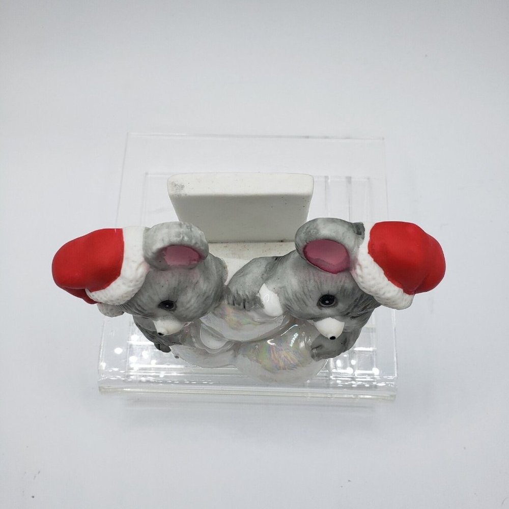 Vtg Hol House of Lloyd Christmas Napkin Holder Ceramic Mice Mouse 1986 4" - Picture 4 of 7
